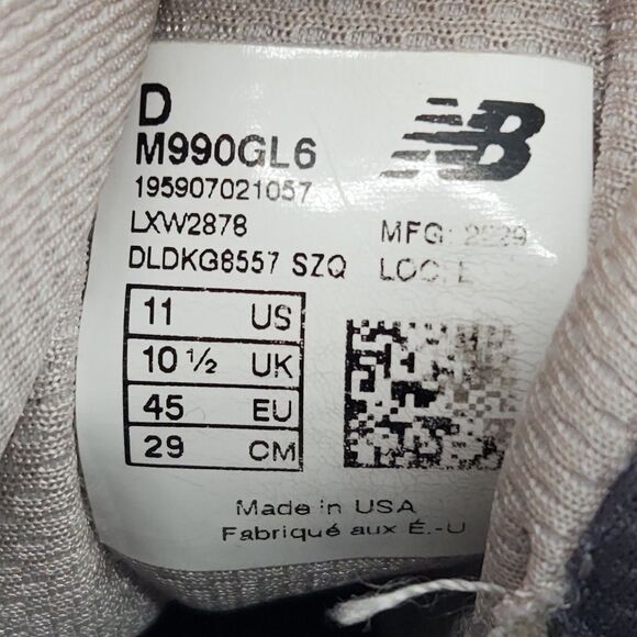 New Balance 990v6 Shoes Mens Size 11 D Gray Castlerock Made in USA Running - Picture 10 of 10